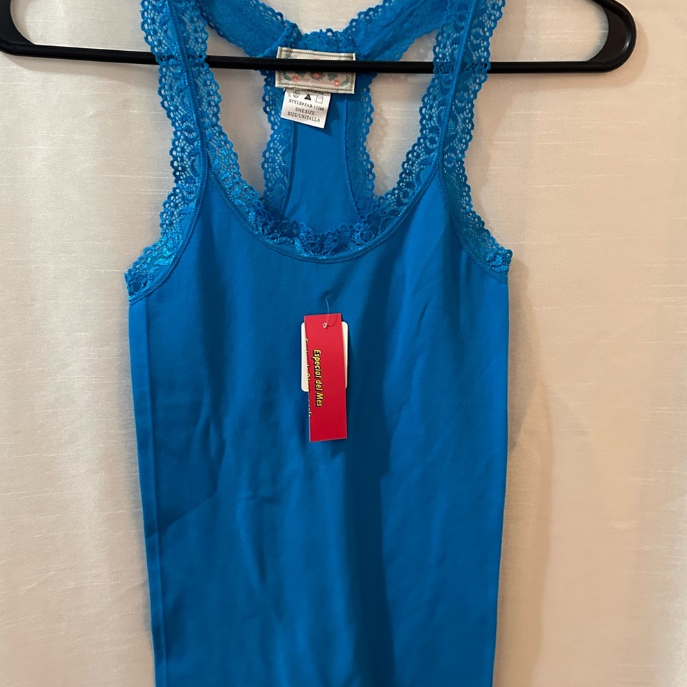 F&F Lace Tank Top Small. Bright Neon Blue.
